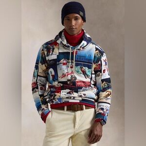 Polo Ralph Lauren Patchwork Ski Print Hoodie Sweatshirt Men’s Large Brand New